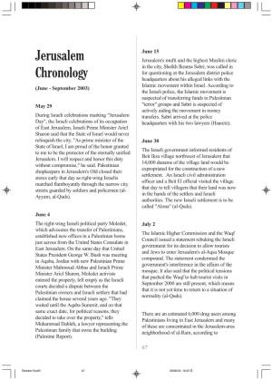 Jerusalem Chronology