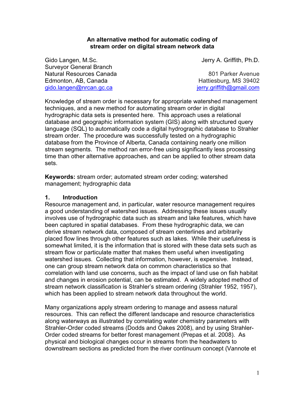 An Alternative Method for Automatic Coding of Stream Order on Digital Stream Network Data