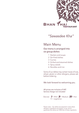 Menu Our Menu Is Arranged Into Six Group Dishes 1 Starters and Soups 2 Stir-Fried Dishes 3 Curries