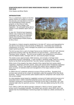 Strathfieldsaye Estate Monitoring. Report by Chris Healey