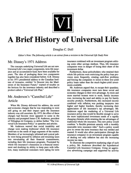 A Brief History of Universal Life