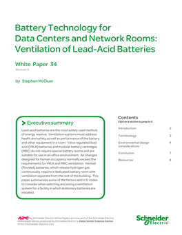 Battery Technology for Data Centers and Network Rooms: Ventilation of Lead-Acid Batteries