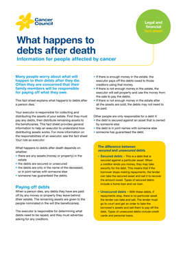 What Happens to Debts After Death Information for People Affected by Cancer