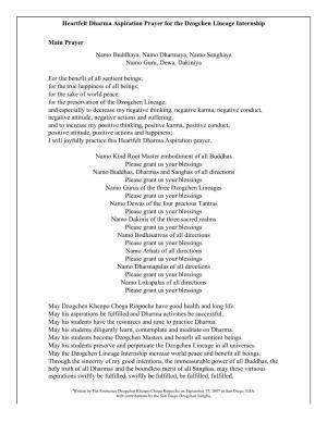 Heartfelt Dharma Aspiration Prayer for the Dzogchen Lineage Internship