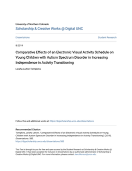 Comparative Effects of an Electronic Visual Activity Schedule on Young Children with Autism Spectrum Disorder in Increasing Independence in Activity Transitioning