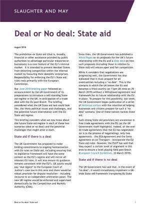 Deal Or No Deal: State Aid