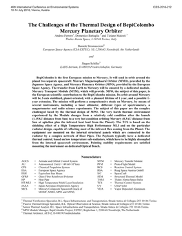 The Challenges of the Thermal Design of Bepicolombo Mercury Planetary Orbiter