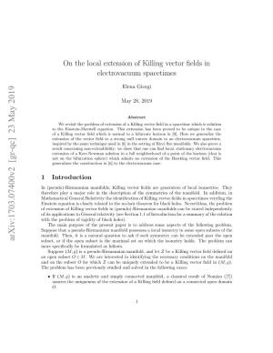 On the Local Extension of Killing Vector Fields in Electrovacuum Spacetimes