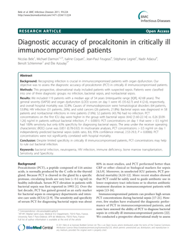 Diagnostic Accuracy of Procalcitonin in Critically Ill Immunocompromised