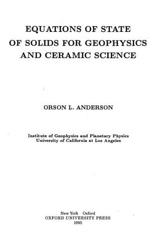Equations of State of Solids for Geophysics and Ceramic Science
