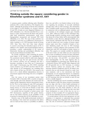 Considering Gender in Klinefelter Syndrome and 47, XXY