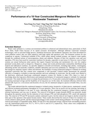 Performance of a 10-Year Constructed Mangrove Wetland for Wastewater Treatment