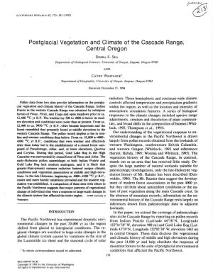 Postglacial Vegetation and Climate of the Cascade Range, Central Oregon DEBRA S