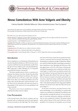 Nevus Comedonicus with Acne Vulgaris and Obesity
