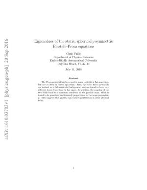 Eigenvalues of the Static, Spherically-Symmetric Einstein