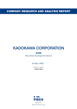Kadokawa Corporation&lt;9468&gt;