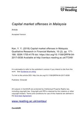 Capital Market Offenses in Malaysia