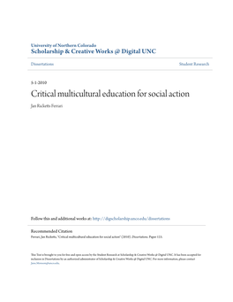 Critical Multicultural Education for Social Action Jan Ricketts Ferrari