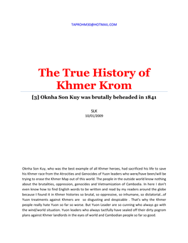 The True History of Khmer Krom [3] Oknha Son Kuy Was Brutally Beheaded in 1841