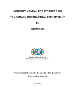 Country Manual for Workers on Temporary Contractual Employment to Indonesia