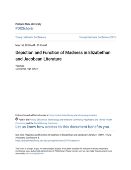 Depiction and Function of Madness in Elizabethan and Jacobean Literature