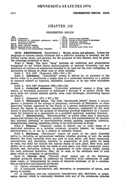 Chapter 152 Minnesota Statutes 1974