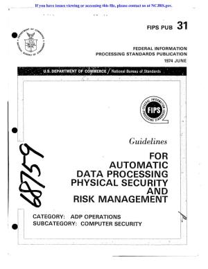Guidelines for AUTOMATIC DATA PROCESSING PHYSICAL SECURITY and RISK Managervien-R