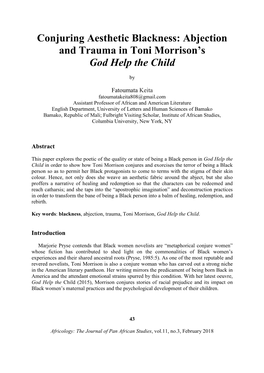 Abjection and Trauma in Toni Morrison's God Help the Child