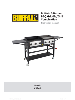 Buffalo 6 Burner BBQ Griddle/Grill Combination Instruction Manual