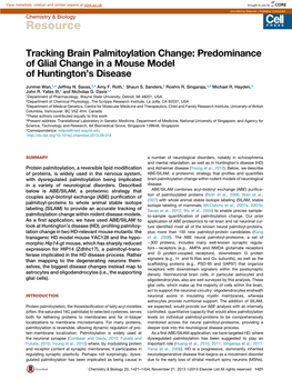 Tracking Brain Palmitoylation Change: Predominance of Glial Change in a Mouse Model of Huntington’S Disease