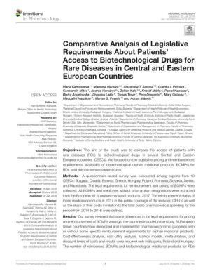 Comparative Analysis of Legislative Requirements About Patients’ Access to Biotechnological Drugs for Rare Diseases in Central and Eastern European Countries