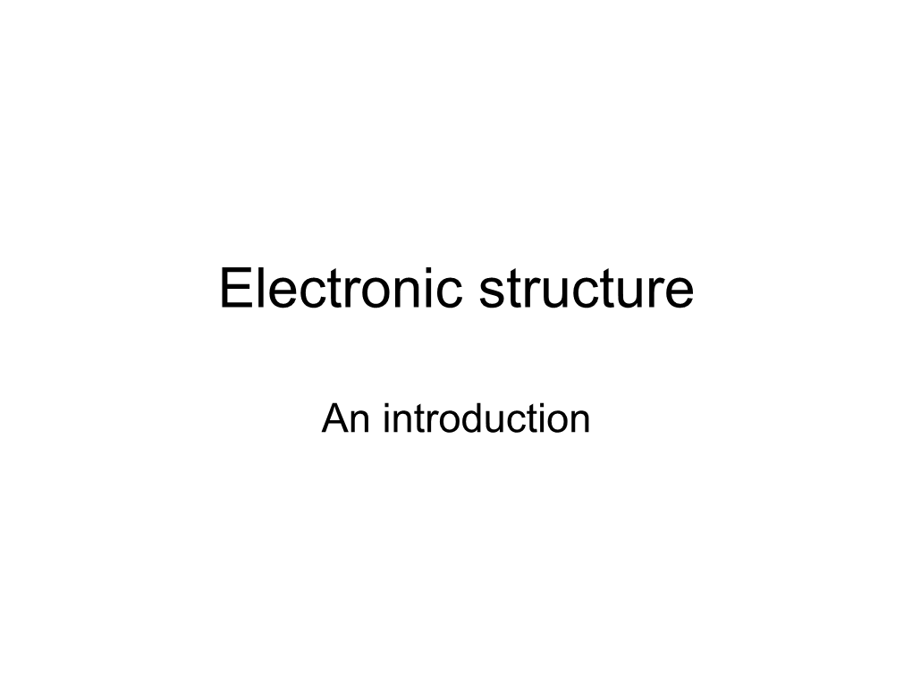 Electronic Structure