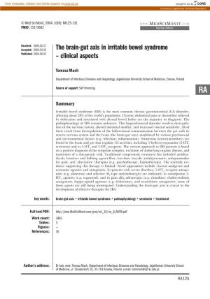 The Brain-Gut Axis in Irritable Bowel Syndrome Published: 2004.06.03 – Clinical Aspects