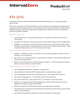 RTX 2016 Product Brief