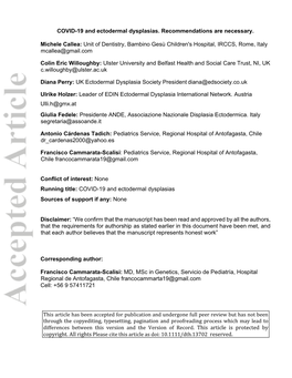 COVID-19 and Ectodermal Dysplasias