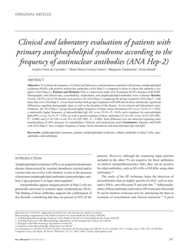 Clinical and Laboratory Evaluation of Patients with Primary