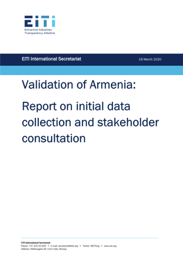 Validation of Armenia: Report on Initial Data Collection and Stakeholder Consultation