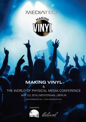 Making Vinyl & the World of Physical Media Conference May 2-3, 2019 | Meistersaal | Berlin