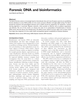 Forensic DNA and Bioinformatics Lucia Bianchi and Pietro Lio'