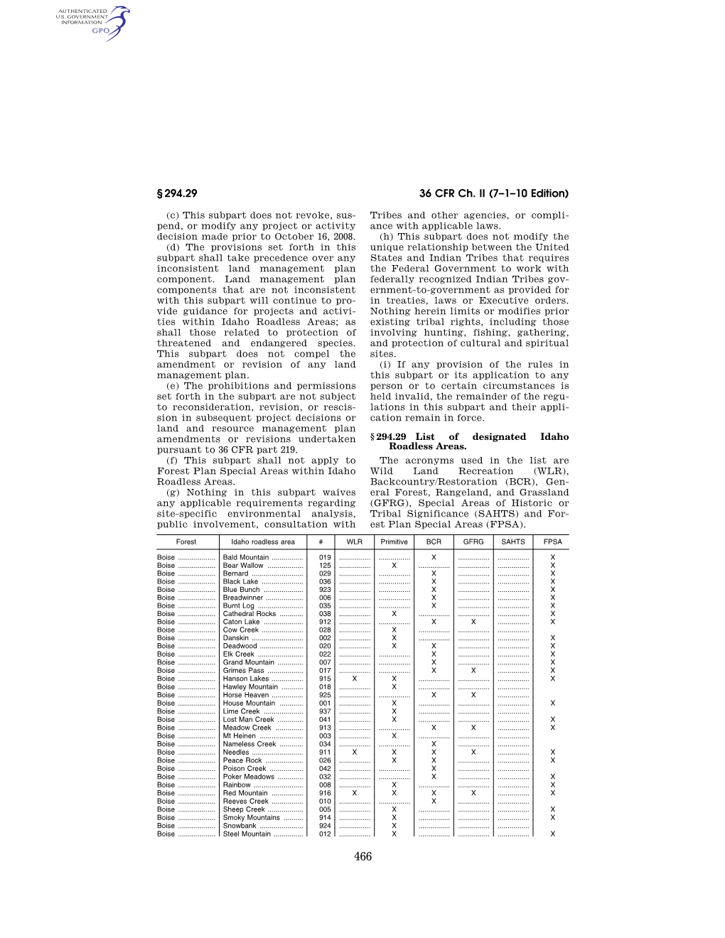 36 CFR Ch. II (7–1–10 Edition) § 294.29