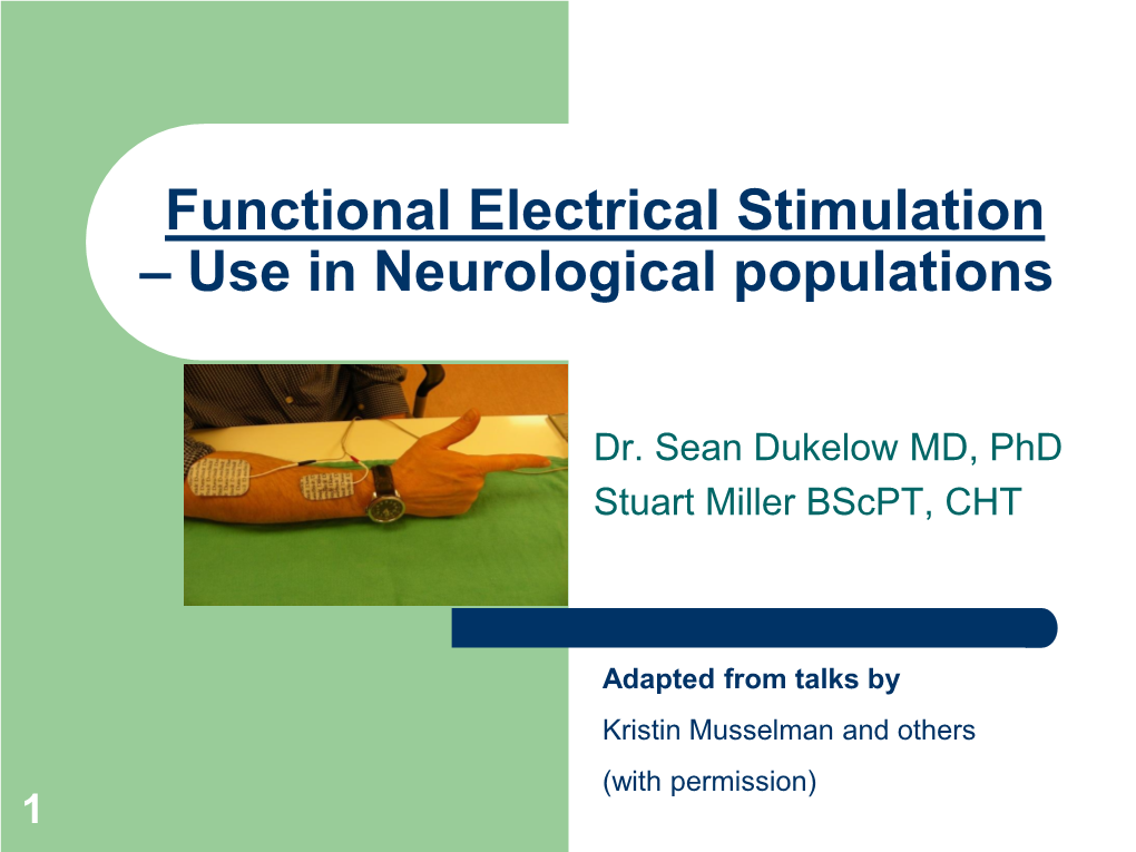 Functional Electrical Stimulation – Use in Neurological Populations