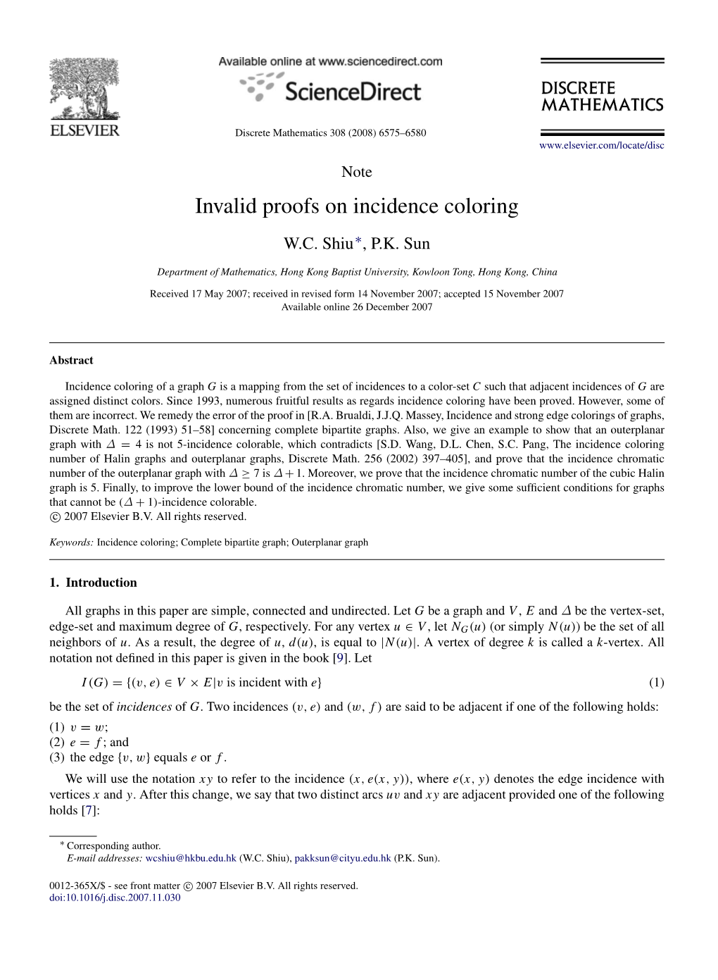 Invalid Proofs on Incidence Coloring