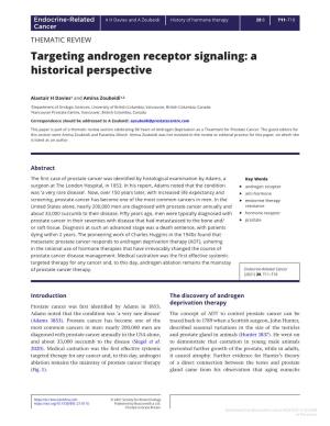 Targeting Androgen Receptor Signaling: a Historical Perspective