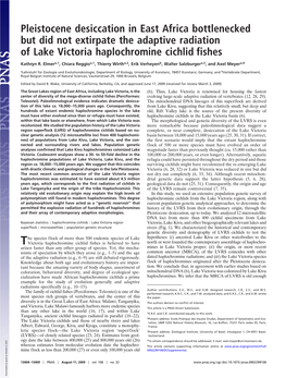 Pleistocene Desiccation in East Africa Bottlenecked but Did Not Extirpate the Adaptive Radiation of Lake Victoria Haplochromine Cichlid Fishes