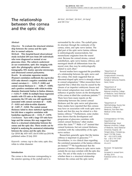 The Relationship Between the Cornea and the Optic Disc