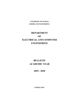 Department of Electrical and Computer Engineering Bulletin Academic Year