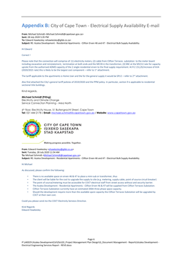 Appendix B: City of Cape Town - Electrical Supply Availability E-Mail