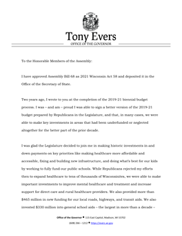 Governor's Veto Message