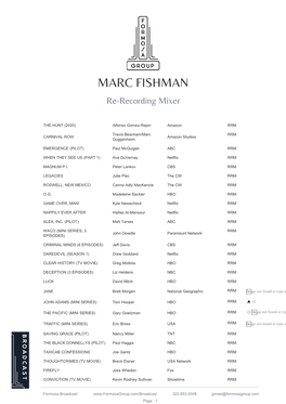 MARC FISHMAN Re-Recording Mixer