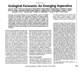 Ecological Forecasts: an Merging Imperative James S